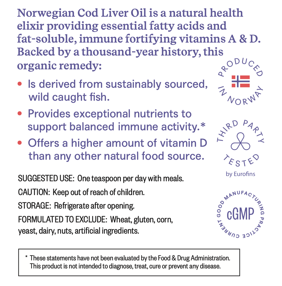 Norwegian Cod Liver Oil |CLO with Natural Vitamins A & D
